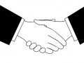 Clipart sketch of business deal handshake in black and white